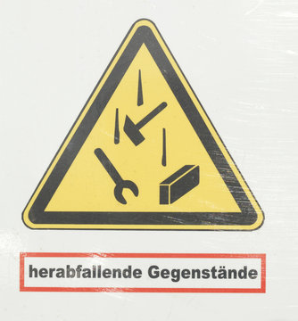 Schild   herabfallende Gegenst&auml;nde