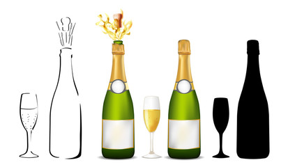 Champagne bottle and glass