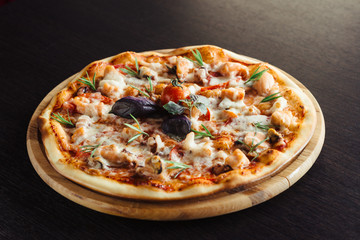 Italian seafood pizza on the Board