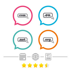 Top-level domains signs. Com, Eu, Net and Org.