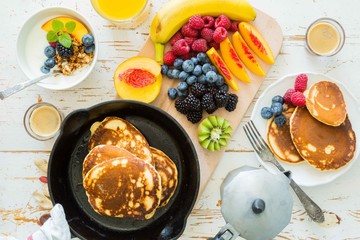 Breakfast with fresh fruits and berries