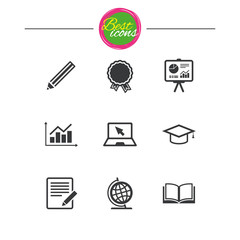 Education and study icon. Presentation signs.