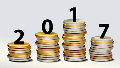 Economic New Year background with coins