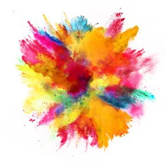 Fototapeten Explosion of colored powder on white background © Jag_cz
