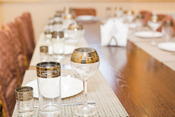 Wine glasses on a table
