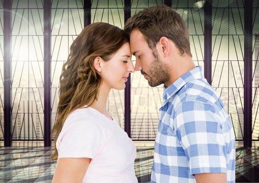 Digital composite of loving couple 