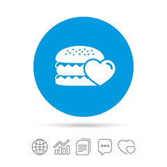 Hamburger icon. Burger food symbol.
