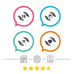 Hands insurance icons. Human life-assurance.