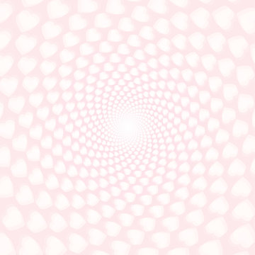 Twisted Hearts With Tunnel Effect. Vector Light Pink Wallpaper.