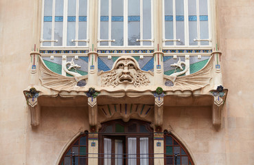 Jugendstil Hausfassade in Palma de Mallorca, Spanien