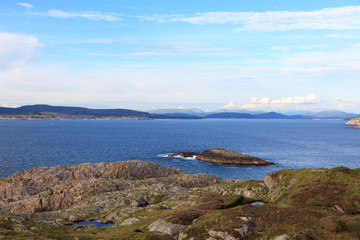 Fototapeta na wymiar Beautiful sunshine day overlooking the sea west of Norway
