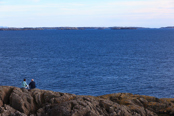Fototapeta na wymiar Beautiful sunshine day overlooking the sea west of Norway