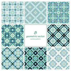 Geometric vector seamless decorative patterns set. Wrapping, tiling. Vector backgrounds collection. Graphic texture ornaments for design. Eps10