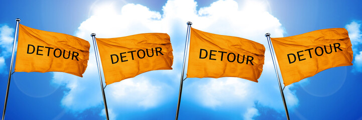detour sign flag, 3D rendering