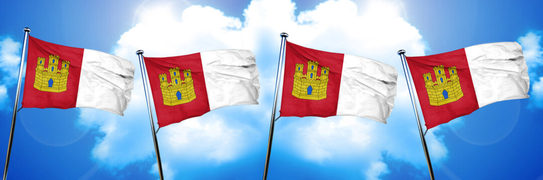 Castilla La Manche Flag, 3D Rendering