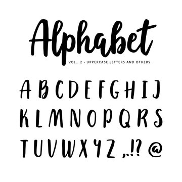 Hand drawn vector alphabet, font. Isolated letters written with marker or ink, brush script.