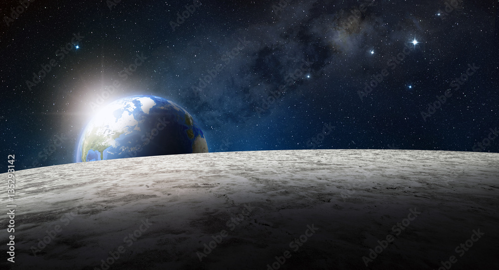 Canvas Prints planet earth view from the moon surface