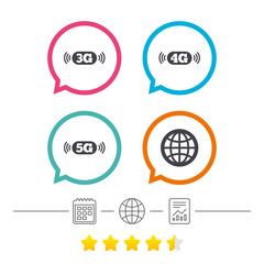 Mobile telecommunications icons. 3G, 4G and 5G.
