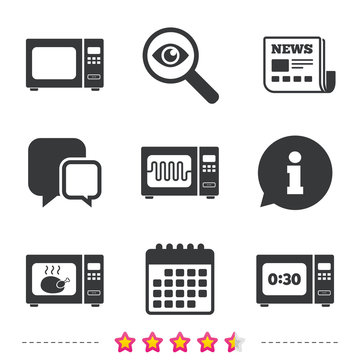 Microwave oven icons. Cook in electric stove.