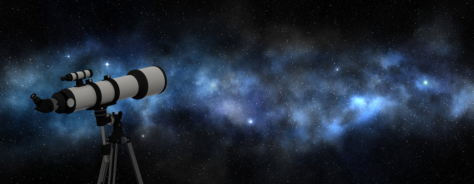 Fototapeta  telescope pointing at the bright milky way