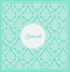 Damask background turquoise with text