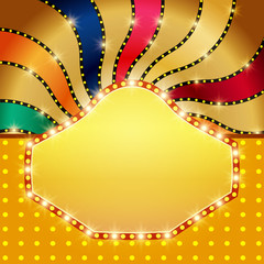 Retro banner on colorful shining background