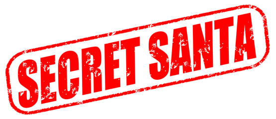 Secret Santa on the white background, red illustration