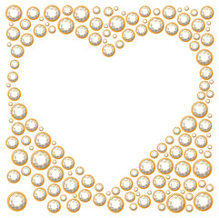 Blank heart frame made of diamonds. For wedding and romantic design, advertisement, greeting cards, posters