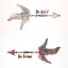 Boho style Arrows with Feathers.