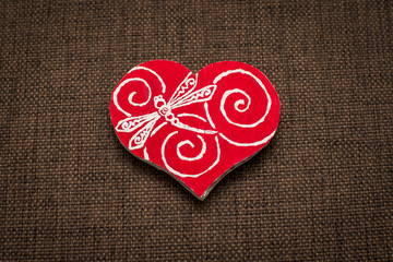 Souvenir - Valentine on Valentine's Day, heart shape pattern with dragonflies.