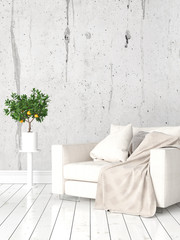 Modern bright interior . 3D rendering