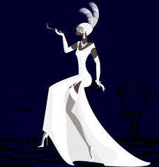 smoking lady in white