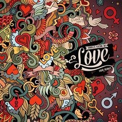 Cartoon cute doodles hand drawn Valentines Day frame