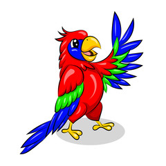 bright colorful cute parrot at the white background