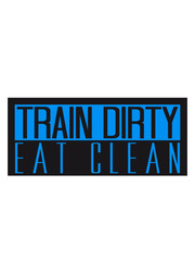 Logo eat clean train dirty weight lifting logo cool stamp color muscles strong weight weights exercise design