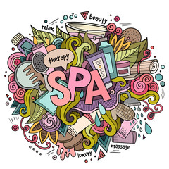 Spa hand lettering and doodles elements illustration