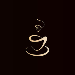 sketch of coffee cup, stylized vector icon