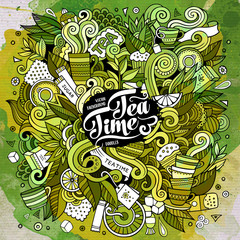 Cartoon cute doodles Tea time illustration