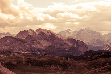 Naklejka na ściany i meble Scenic view of Italian Dolomites mountains