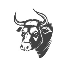 Bull head emblem isolated on white background.