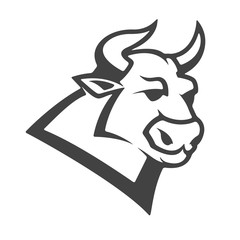 Bull head emblem isolated on white background.
