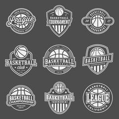 set of logos for basketball game events