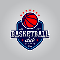 Naklejka premium basketball club logo. modern sport emblem
