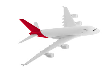 Airplane with red color, Isolated on white background.
