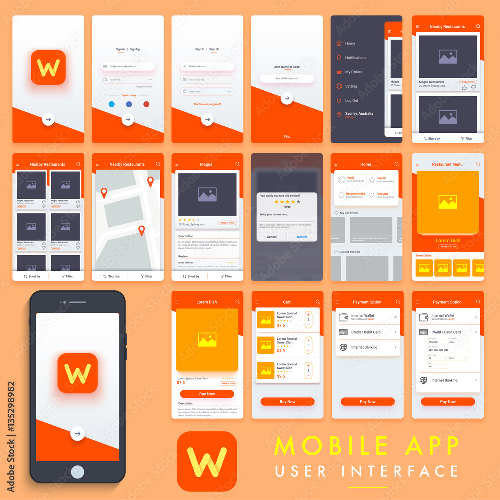 Poster Mobile App User Interface template kit.