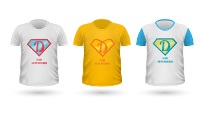 Dad Superhero T-shirt Front View Isolated. Vector