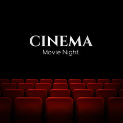 Movie cinema premiere poster design with red seats. Vector background. - obrazy, fototapety, plakaty