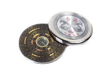 Chinese magnetic compass - Luopan. Isolated on white background.