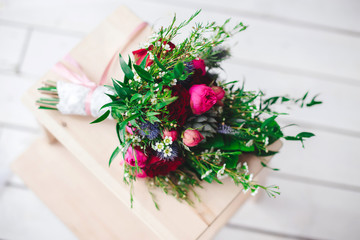 still life with wedding bouquet