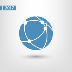 Global technology or social network icon, vector illustration. Flat design style 